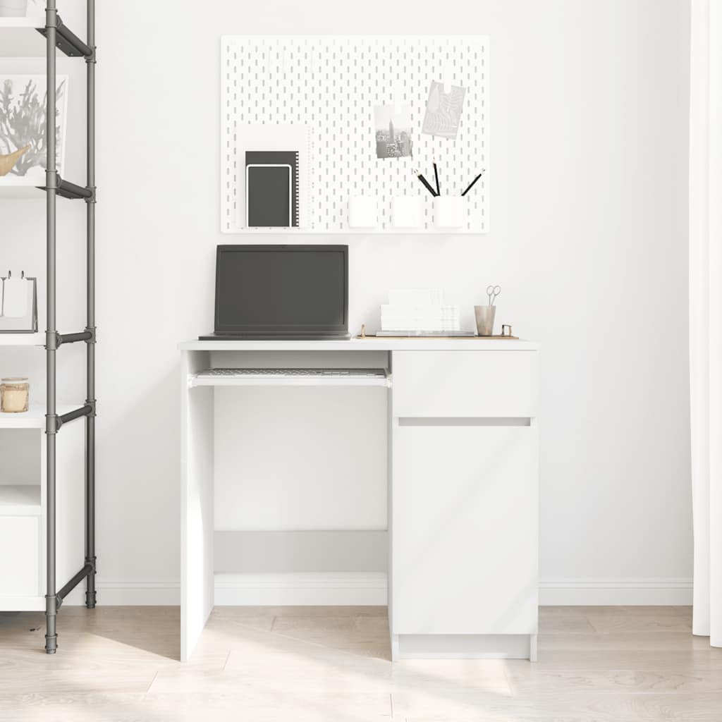 Scrivania Bianca 86x49x76 cm in Legno Multistrato