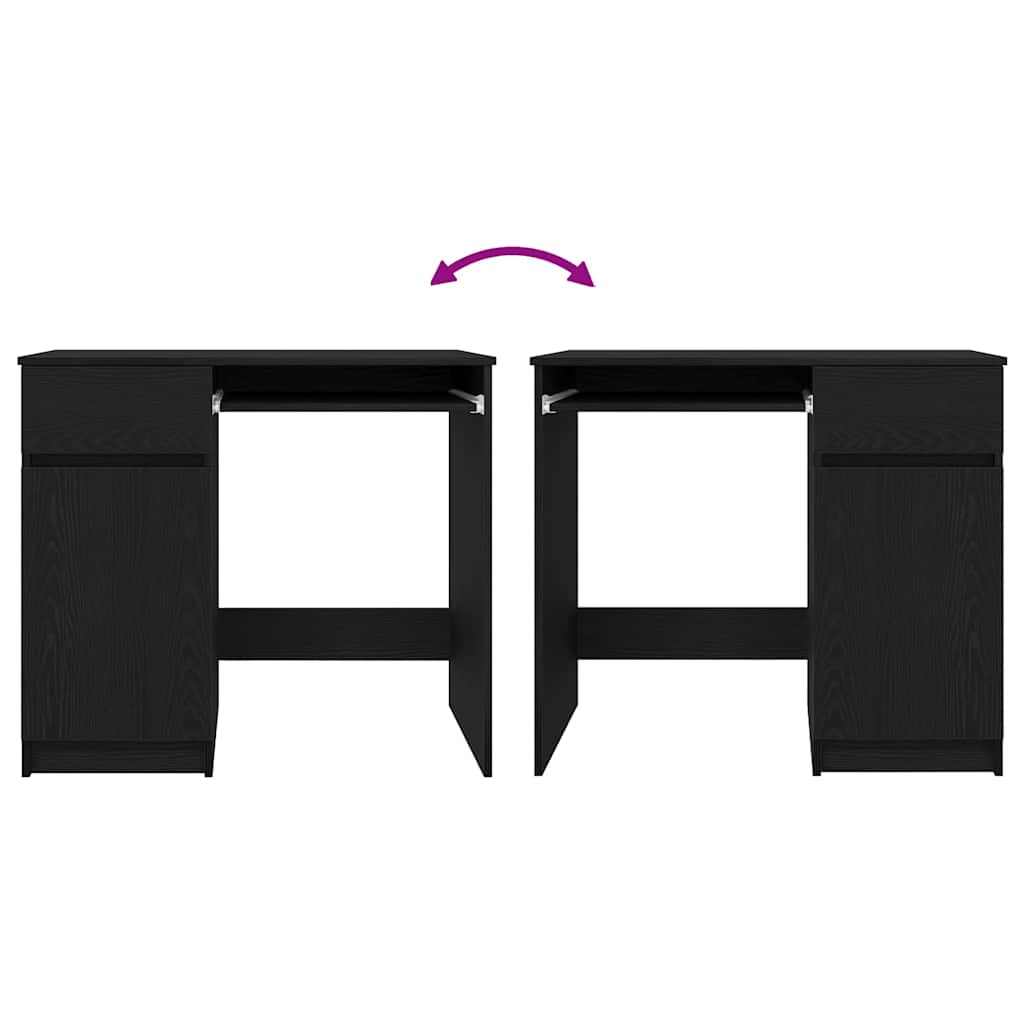 Scrivania Rovere Nera 86x49x76 cm in Legno Multistrato 861824