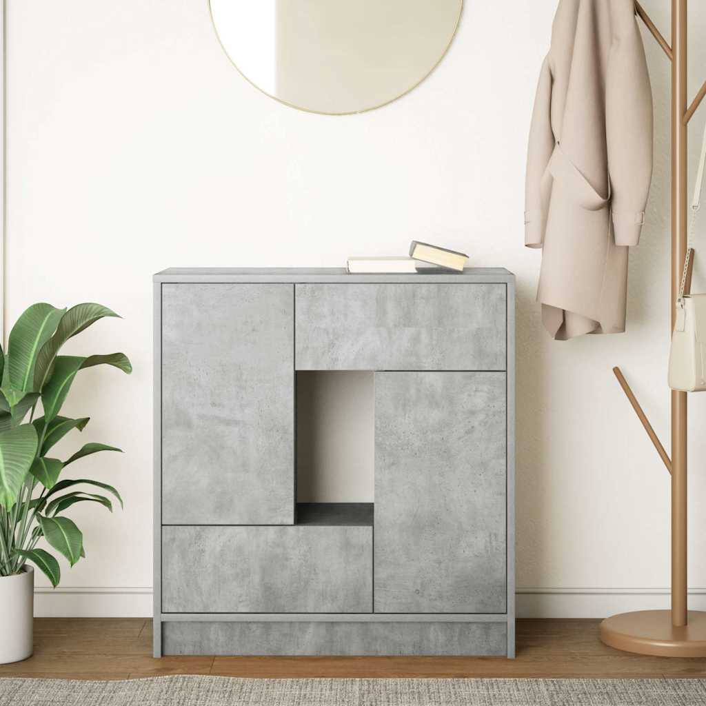vidaXL Credenza con Cassetti e Ante Grigio Cemento 70,5x34x74,5 cm