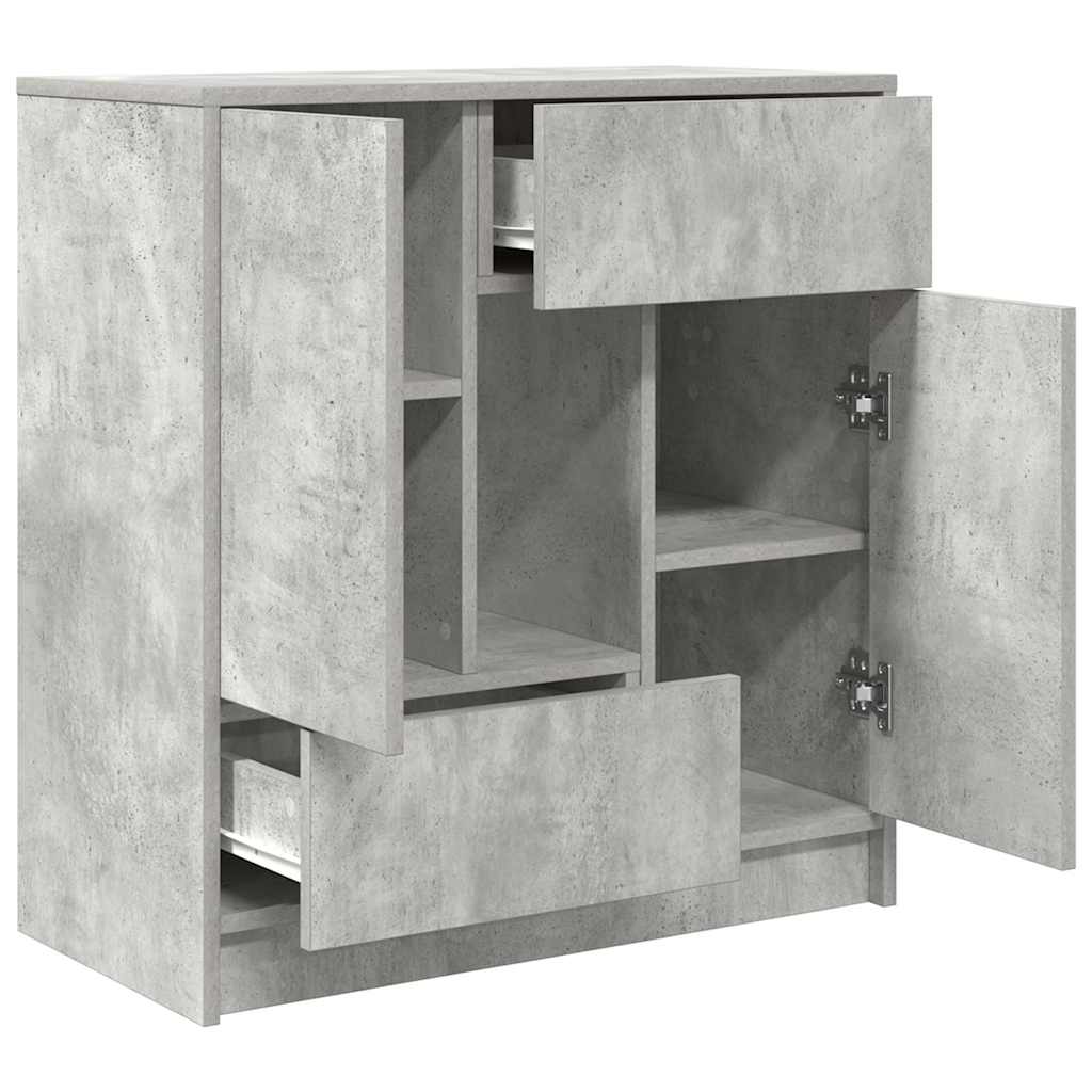 vidaXL Credenza con Cassetti e Ante Grigio Cemento 70,5x34x74,5 cm