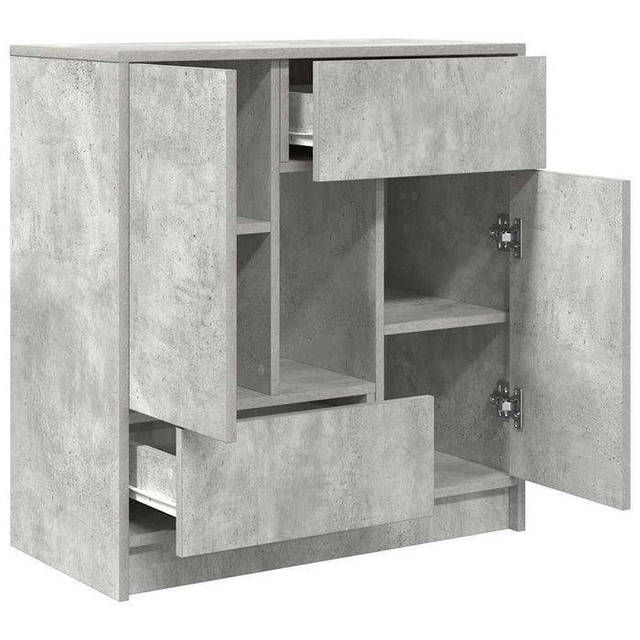 vidaXL Credenza con Cassetti e Ante Grigio Cemento 70,5x34x74,5 cm