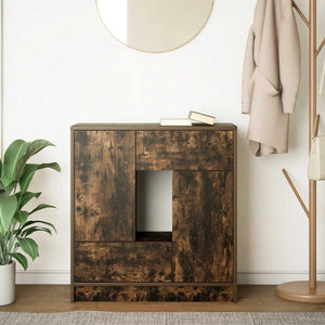 vidaXL Credenza con Cassetti e Ante Rovere Fumo 70,5x34x74,5 cm