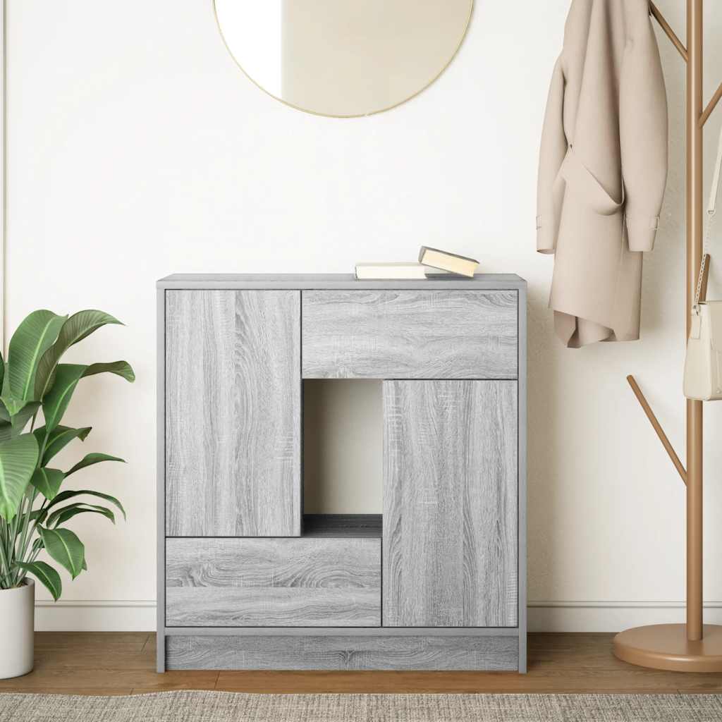 vidaXL Credenza con Cassetti e Ante Grigio Sonoma 70,5x34x74,5 cm