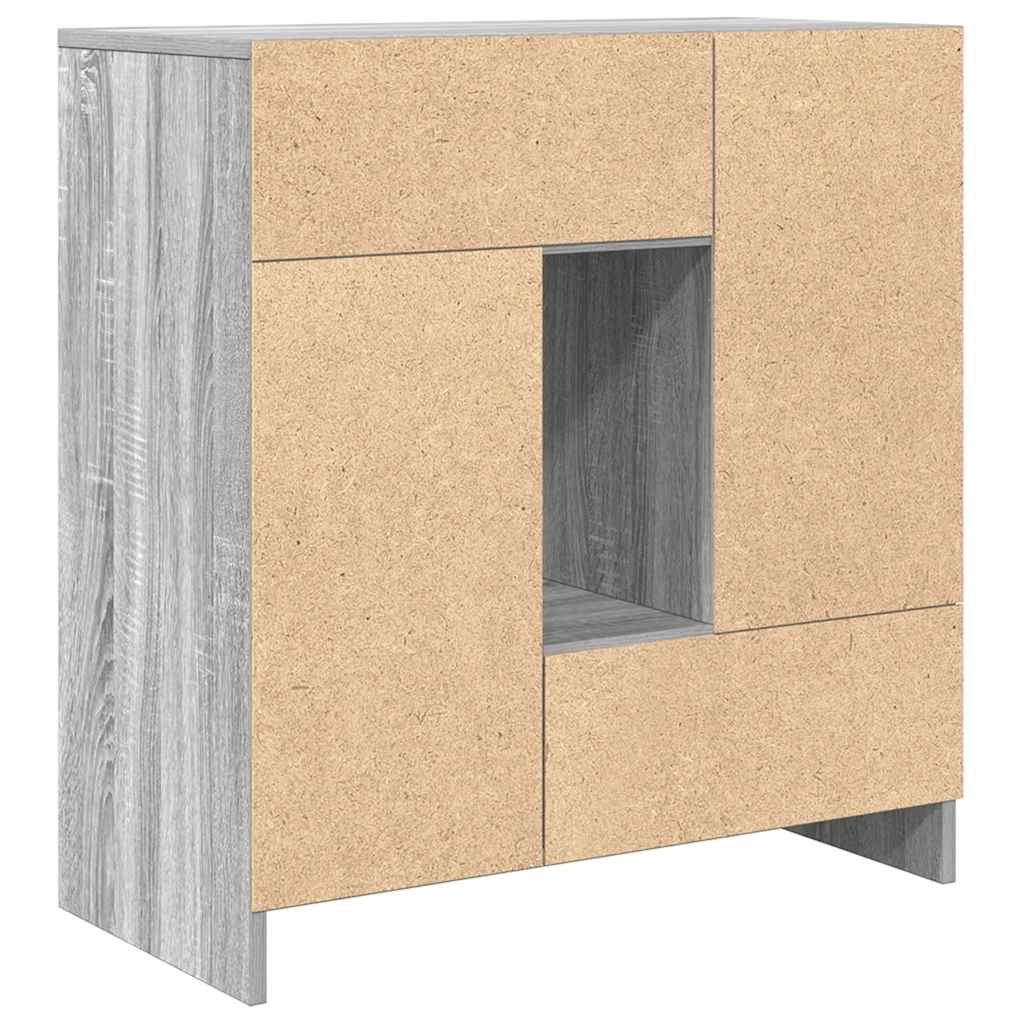 vidaXL Credenza con Cassetti e Ante Grigio Sonoma 70,5x34x74,5 cm