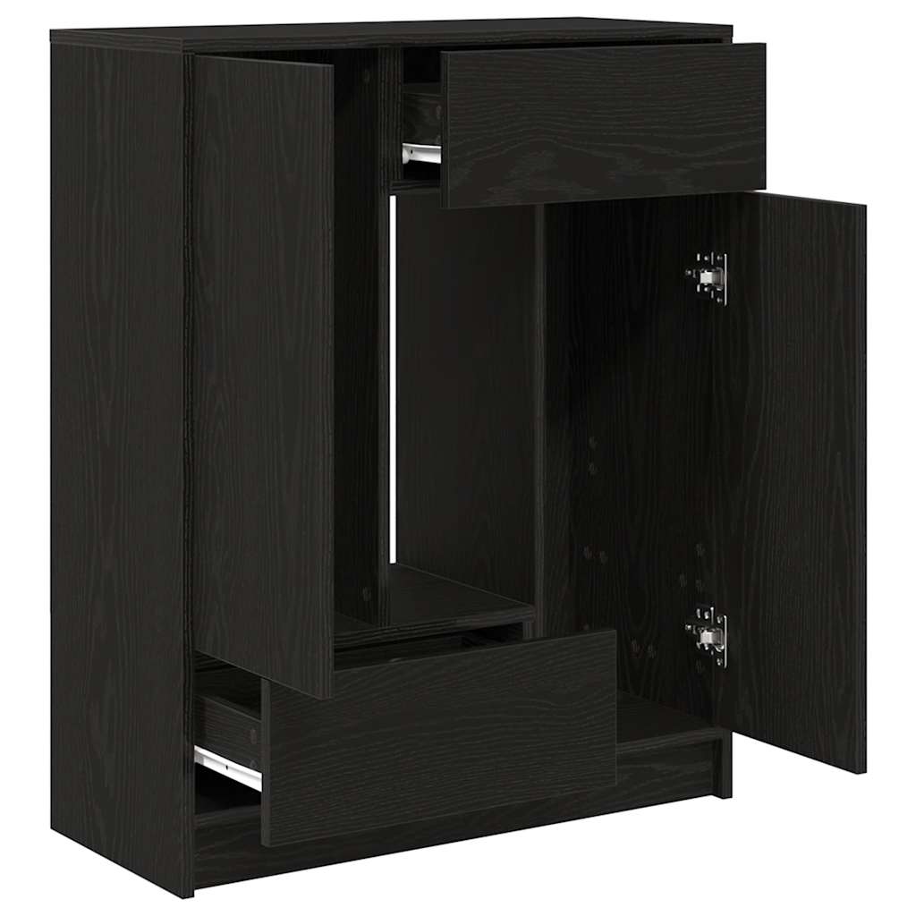 vidaXL Credenza con Cassetti e Ante Rovere Nero 73x31x90 cm