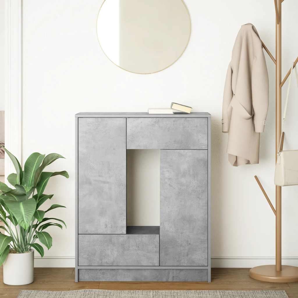 Credenza con Cassetti e Ante Grigio Cemento 73x31x90 cm 861853