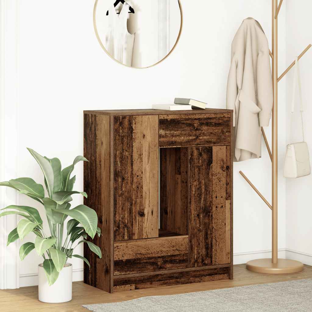 Credenza con Cassetti e Ante-Buffet-Armadio da cucina Legno Antico 73x31x90 cm