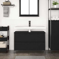 Mobile Lavabo da Bagno con Cassetti Rovere Nero 90x34,5x60 cm 861877