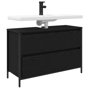 Mobile Lavabo da Bagno con Cassetti Rovere Nero 90x34,5x60 cm 861877