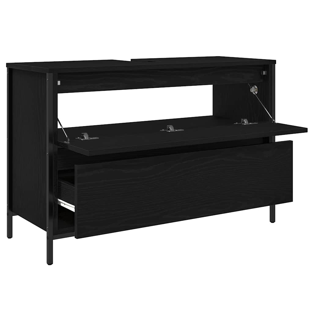 Mobile Lavabo da Bagno con Cassetti Rovere Nero 90x34,5x60 cm 861877