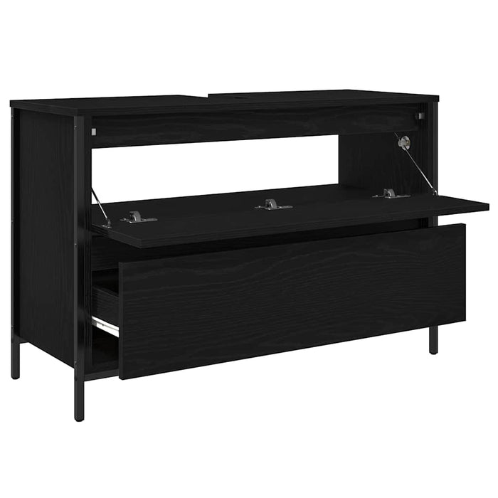 Mobile Lavabo da Bagno con Cassetti Rovere Nero 90x34,5x60 cm 861877