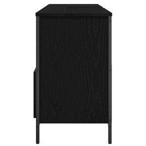 Mobile Lavabo da Bagno-Armadietto da bagno con Cassetti Rovere Nero 90x34,5x60 cm