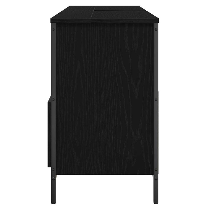 Mobile Lavabo da Bagno-Armadietto da bagno con Cassetti Rovere Nero 90x34,5x60 cm