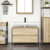 Mobile Lavabo da Bagno-Armadietto da bagno con Cassetti Rovere Sonoma 90x34,5x60 cm