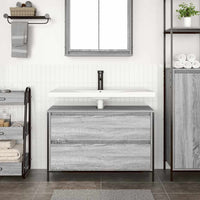 Mobile Lavabo da Bagno con Cassetti Grigio Sonoma 90x34,5x60 cm 861880