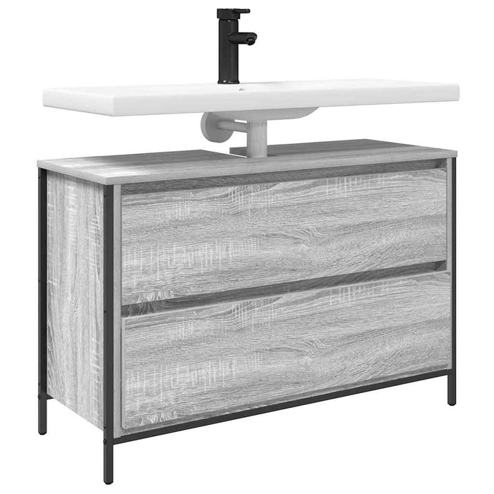 Mobile Lavabo da Bagno con Cassetti Grigio Sonoma 90x34,5x60 cm