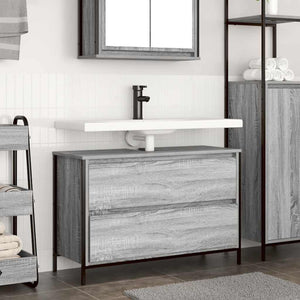 Mobile Lavabo da Bagno-Armadietto da bagno con Cassetti Grigio Sonoma 90x34,5x60 cm