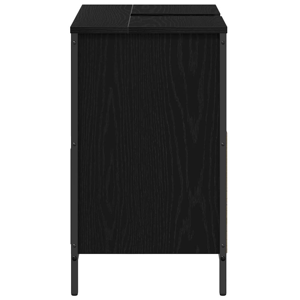 Mobile Lavabo da Bagno con Cassetti Rovere Nero 60x34,5x60 cm