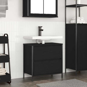 Mobile Lavabo da Bagno con Cassetti Rovere Nero 60x34,5x60 cm 861882