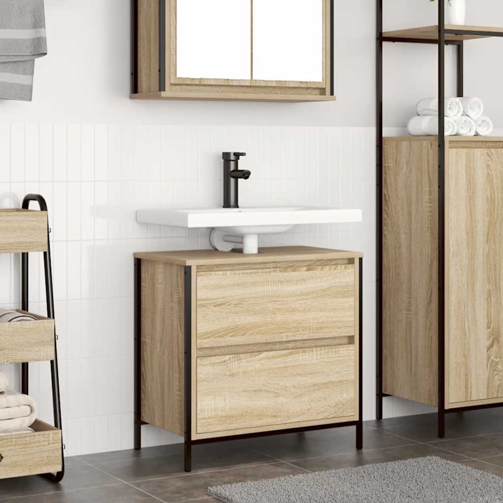 Mobile Lavabo da Bagno-Armadietto da bagno con Cassetti Rovere Sonoma 60x34,5x60 cm