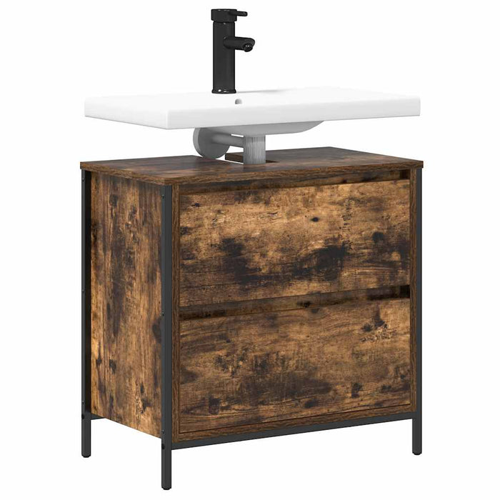 Mobile Lavabo da Bagno con Cassetti Rovere Fumo 60x34,5x60 cm 861884