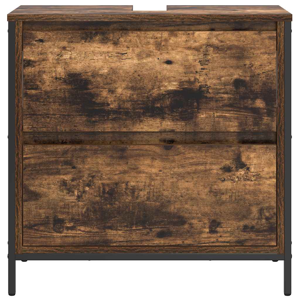 Mobile Lavabo da Bagno-Armadietto da bagno con Cassetti Rovere Fumo 60x34,5x60 cm