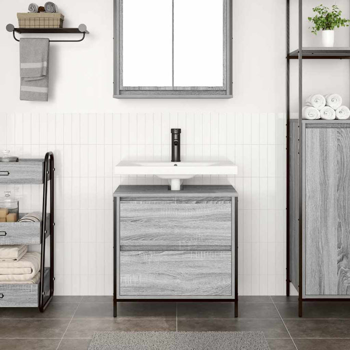 Mobile Lavabo da Bagno con Cassetti Grigio Sonoma 60x34,5x60 cm 861885