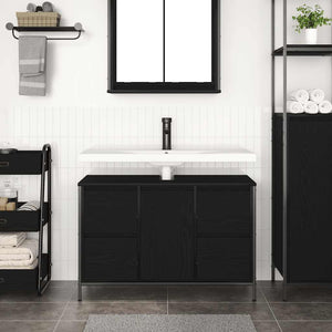 Mobile Lavabo con Cassetti Rovere Nero 90x34,5x60 cm 861887