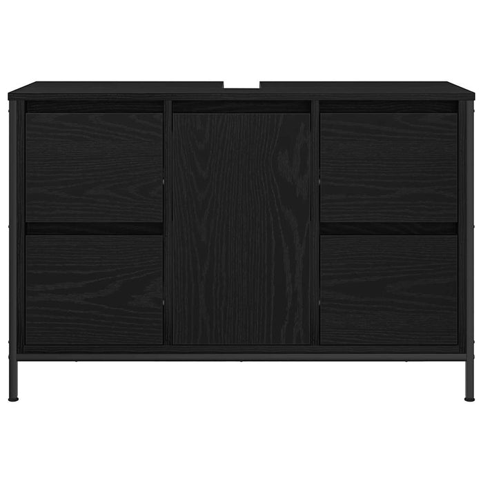 vidaXL Mobile Lavabo con Cassetti Rovere Nero 90x34,5x60 cm