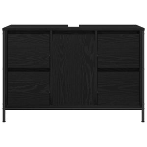 Mobile Lavabo con Cassetti-Armadietto da bagno Rovere Nero 90x34,5x60 cm
