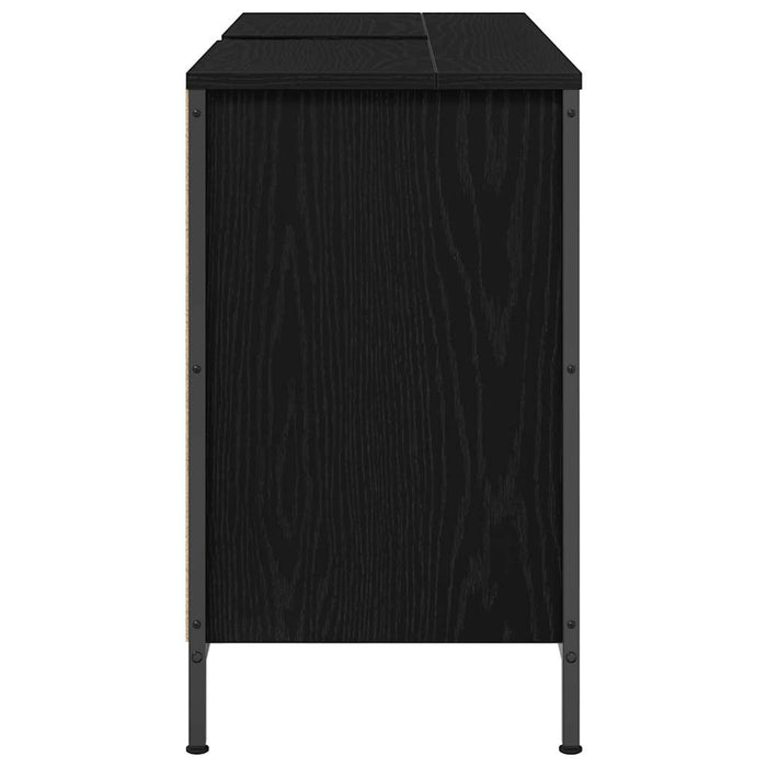 vidaXL Mobile Lavabo con Cassetti Rovere Nero 90x34,5x60 cm