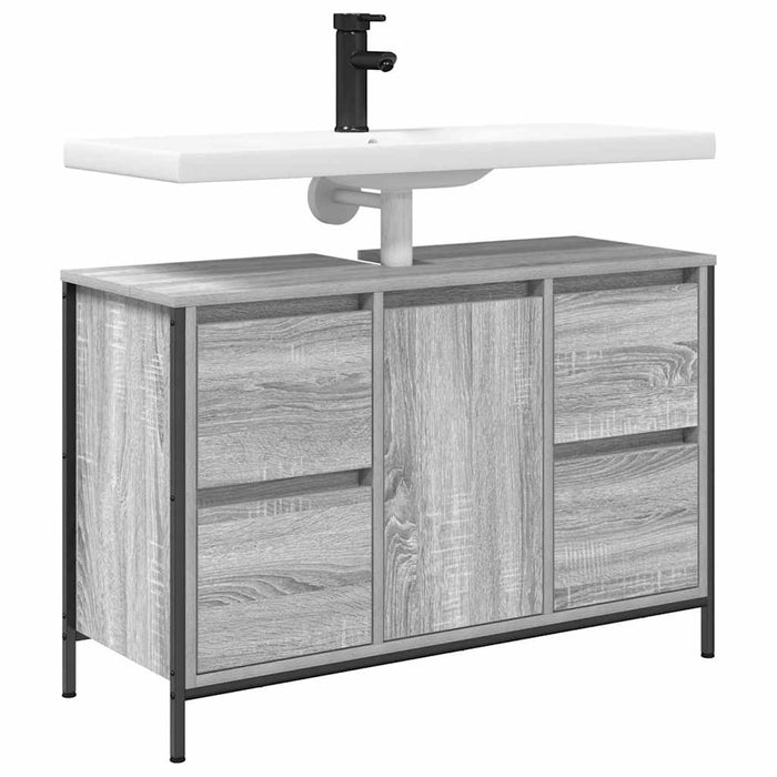 Mobile Lavabo con Cassetti Grigio Sonoma 90x34,5x60 cm 861890