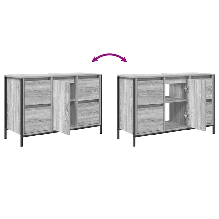 Mobile Lavabo con Cassetti Grigio Sonoma 90x34,5x60 cm 861890