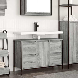 Mobile Lavabo con Cassetti-Armadietto da bagno Grigio Sonoma 90x34,5x60 cm