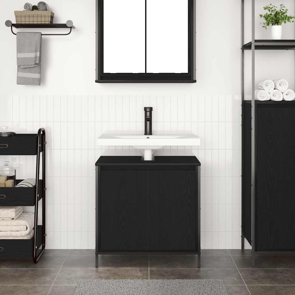 Mobile Lavabo da Bagno-Armadietto da bagno Nero 60x34,5x60 cm