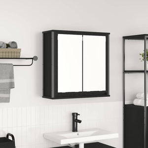 Pensile da Bagno con Specchio-Mobile bagno con specchio Rovere Nero 60x21x60 cm
