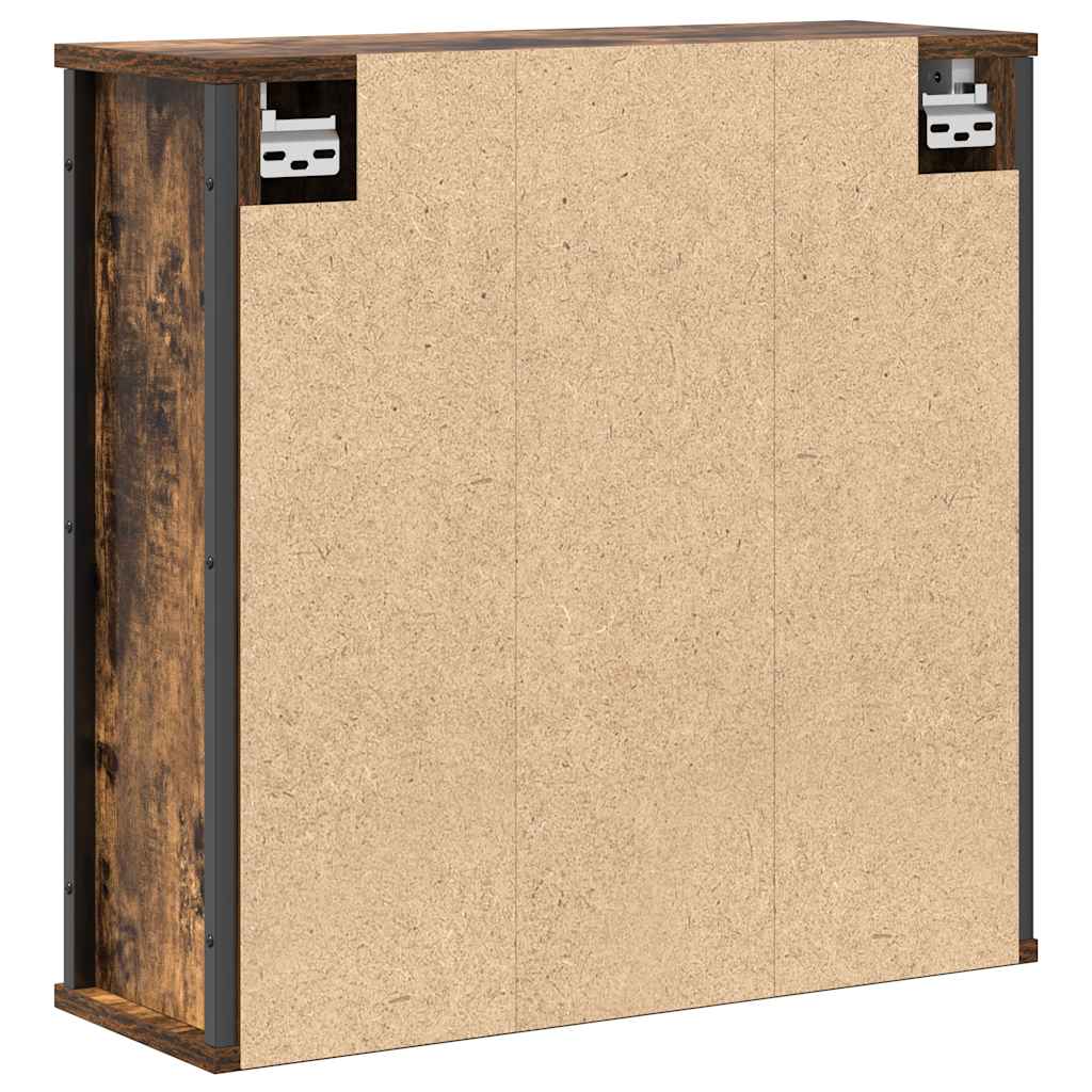 Pensile da Bagno con Specchio-Mobile bagno con specchio Rovere Fumo 60x21x60 cm