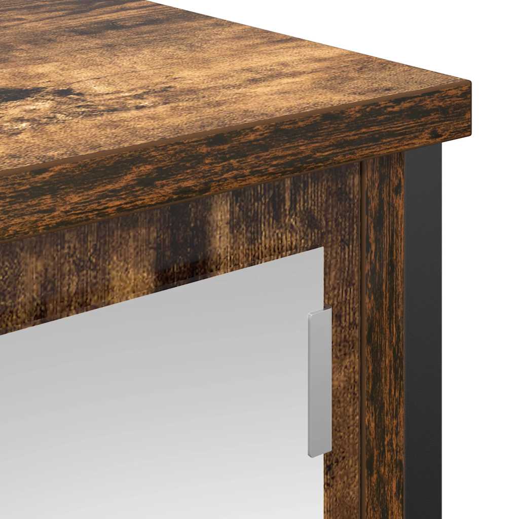 Pensile da Bagno con Specchio-Mobile bagno con specchio Rovere Fumo 60x21x60 cm