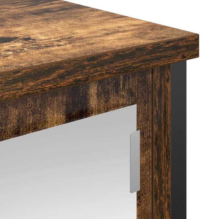 Pensile da Bagno con Specchio-Mobile bagno con specchio Rovere Fumo 60x21x60 cm