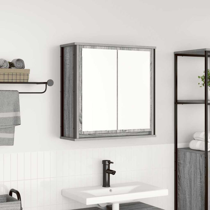 vidaXL Pensile da Bagno con Specchio Grigio Sonoma 60x21x60 cm