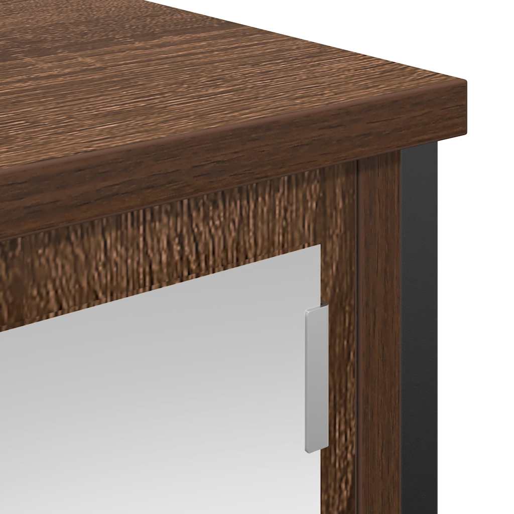 vidaXL Pensile da Bagno con Specchio Rovere Marrone 60x21x60 cm