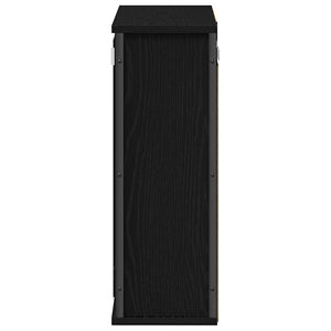 Pensile da Bagno con Specchio-Mobile bagno con specchio Rovere Nero 50x21x60 cm