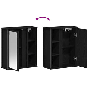 Pensile da Bagno con Specchio Rovere Nero 50x21x60 cm 861902