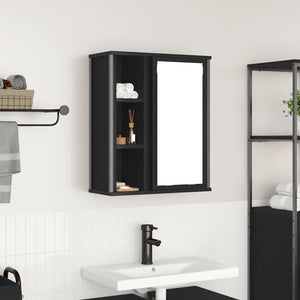 Pensile da Bagno con Specchio Rovere Nero 50x21x60 cm 861902