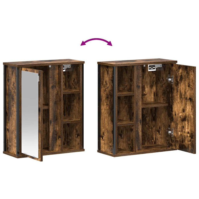 Pensile da Bagno con Specchio-Mobile bagno con specchio Rovere Fumo 50x21x60 cm