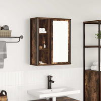 Pensile da Bagno con Specchio-Mobile bagno con specchio Rovere Fumo 50x21x60 cm