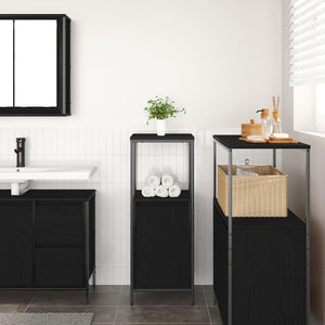 Mobile da Bagno con Ripiani Rovere Nero 36x35x95 cm 861912