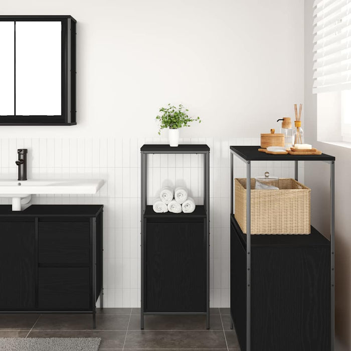 Mobile da Bagno con Ripiani Rovere Nero 36x35x95 cm 861912