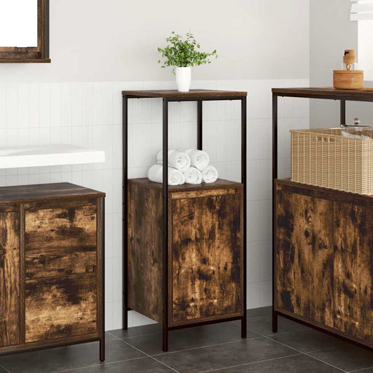 Mobile da Bagno con Ripiani Rovere Fumo 36x35x95 cm 861914