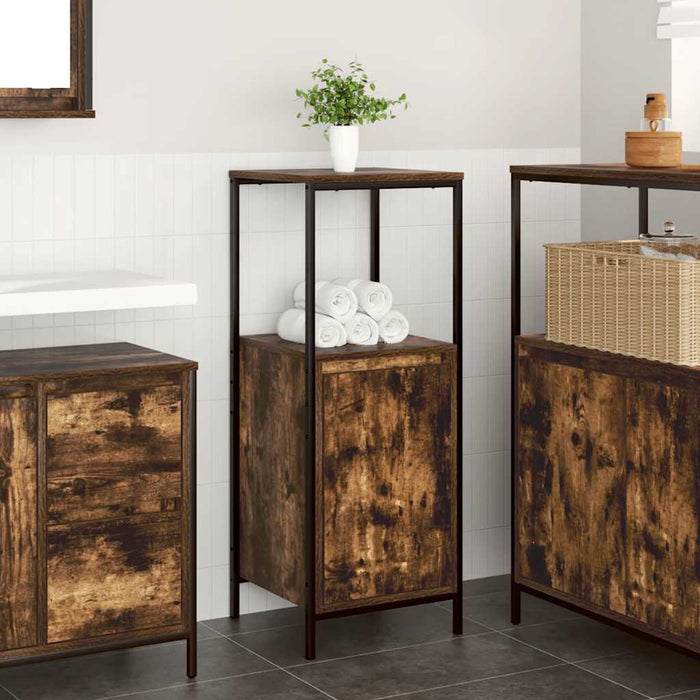 vidaXL Mobile da Bagno con Ripiani Rovere Fumo 36x35x95 cm